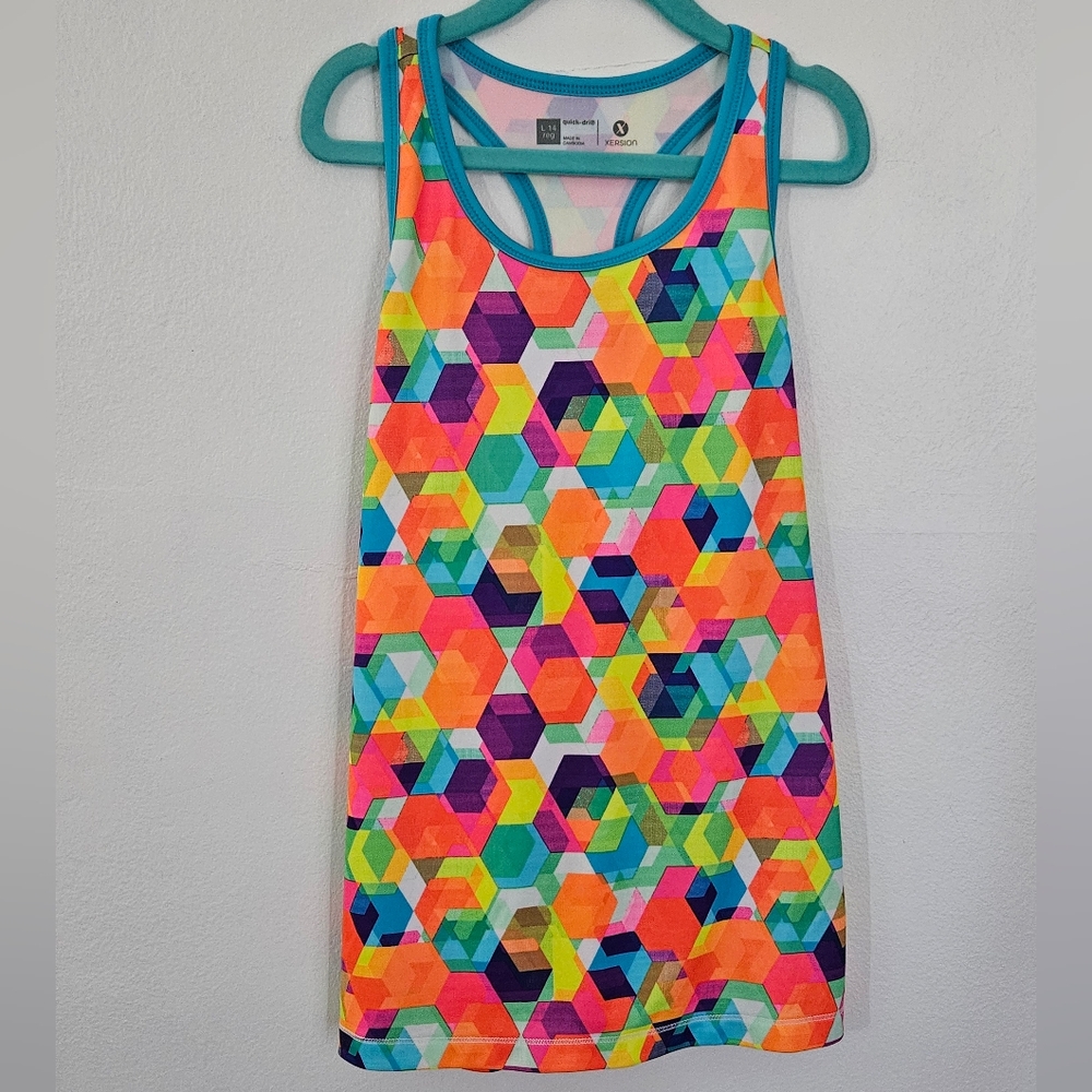Xersion Girls Quick-Dri Racerback Tank Topβ Geometric Honeycomb Multi Color L 14